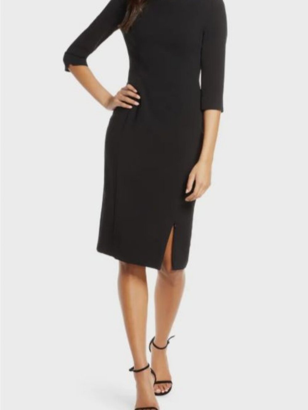 Black Halo Women's Black Marissa Zip Slit Sheath Dress Size 2